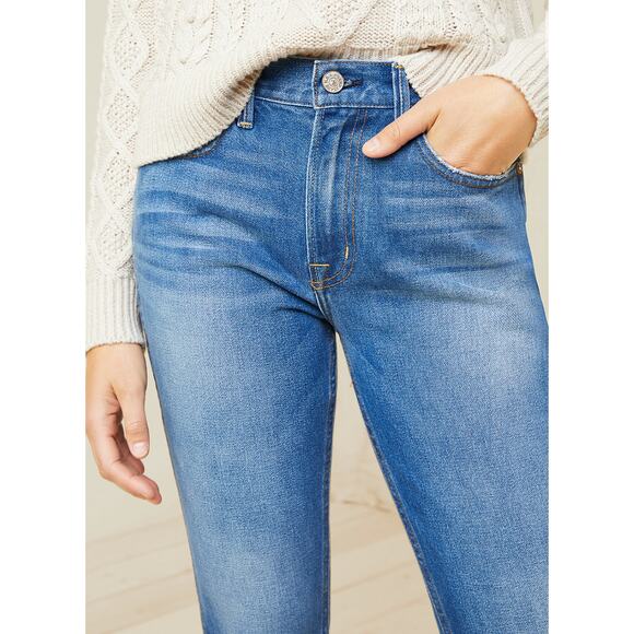 NOEND Denim Women’s Kick Flare Cropped Jeans High Rise Raw Hem Size 24 USA Boho - Picture 4 of 14